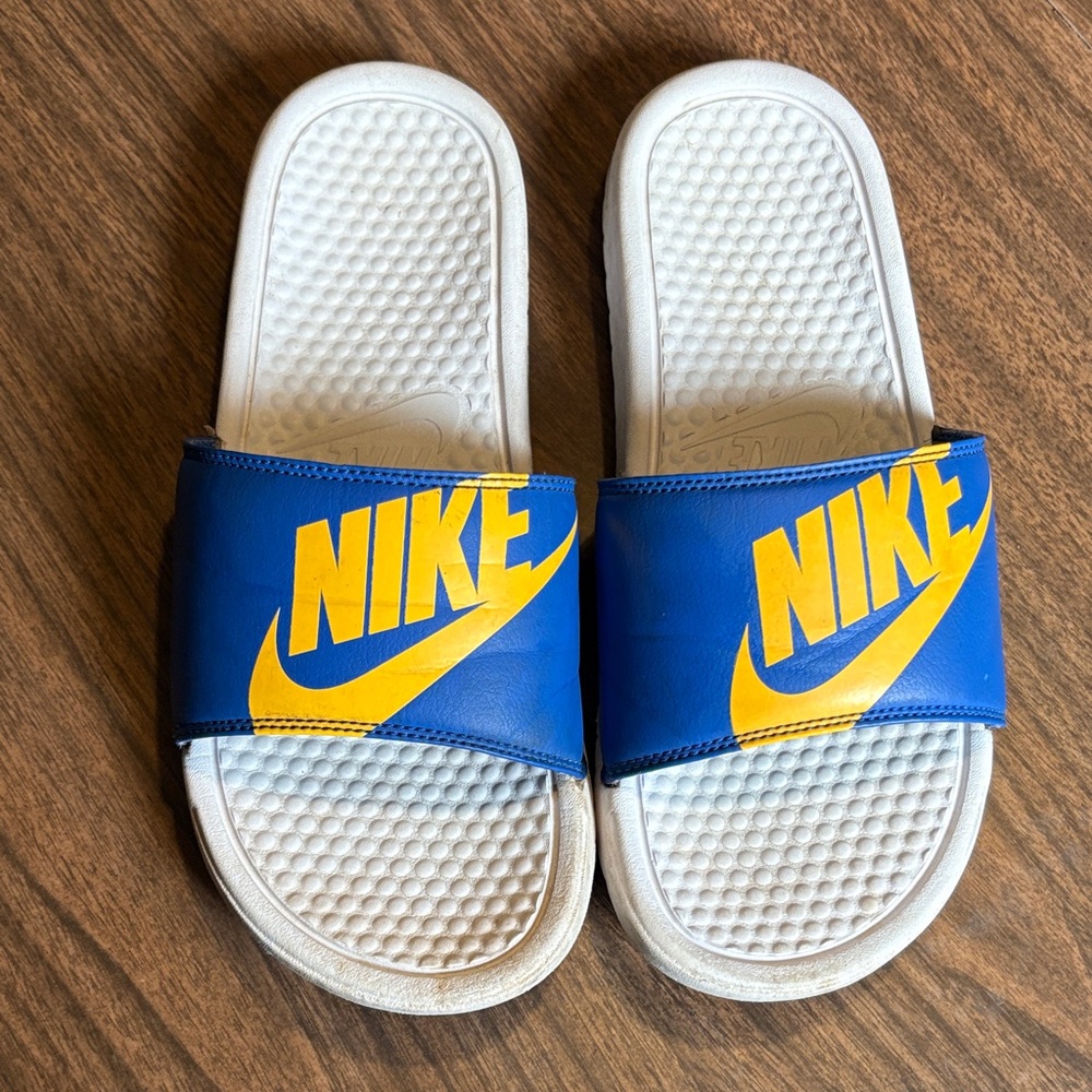 Nike Size 8 Benassi Jdi Blue Yellow Slides